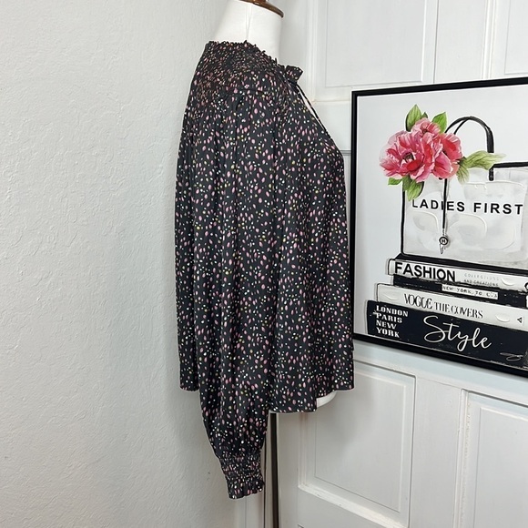 Ulla Johnson Black Rose Print Tunic Blouse Size 4 - Picture 2 of 8